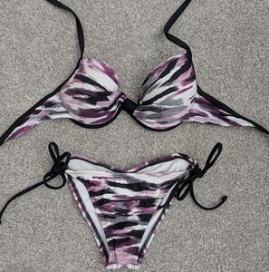 Pink and Black Zebra Print Bikini